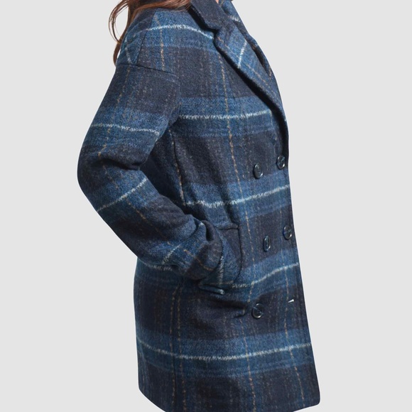 OLGYN Women’s Plus Size Double Breasted Plaid Coat - Picture 3 of 4
